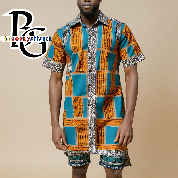 MEN'S AFRICAN SHIRT (Available in Many Sizes and Colors)
