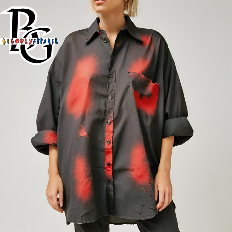 MEN & WOMEN'S "RED PAINT" - BUTTON DOWN SHIRT (ALL SIZES)