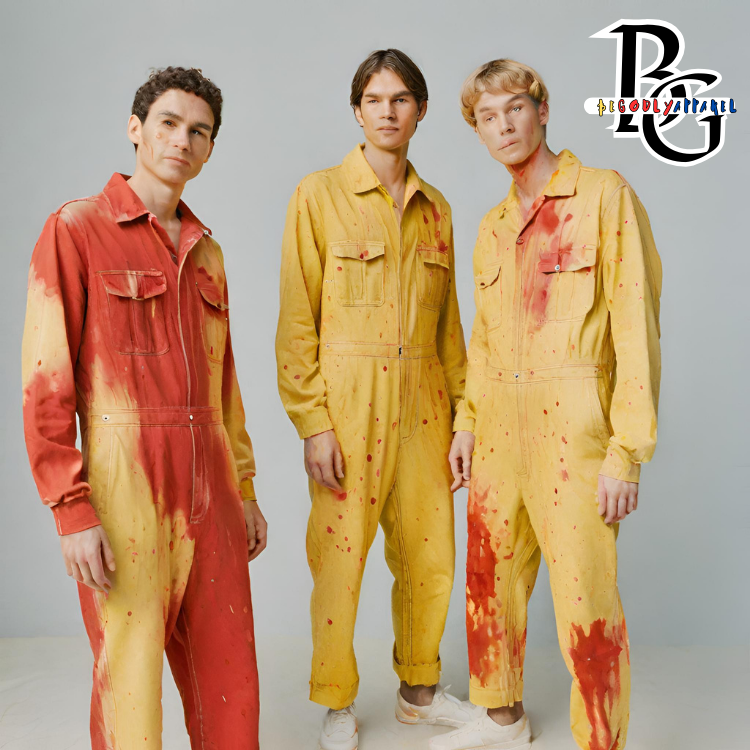 MEN & WOMEN'S "RED PAINT" ONE PIECE JEAN WORK SUIT (ALL SIZES)