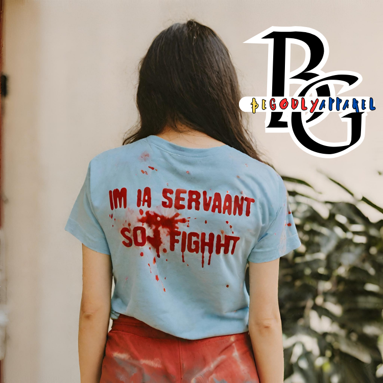 "I AM A SERVANT SO I WILL FIGHT" RED PAINT - CHRISTIAN T - SHIRT (ALL SIZES)