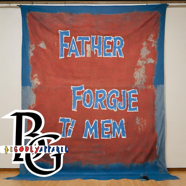 "FATHER FORGIVE THEM" RED PAINT COMFORTER (ALL SIZES)